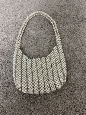 Zara Pearl Beaded Shoulder Bag - Ivory